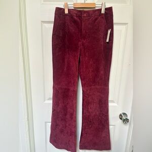 Anthropologie Wine Red Suede Flared Pants
